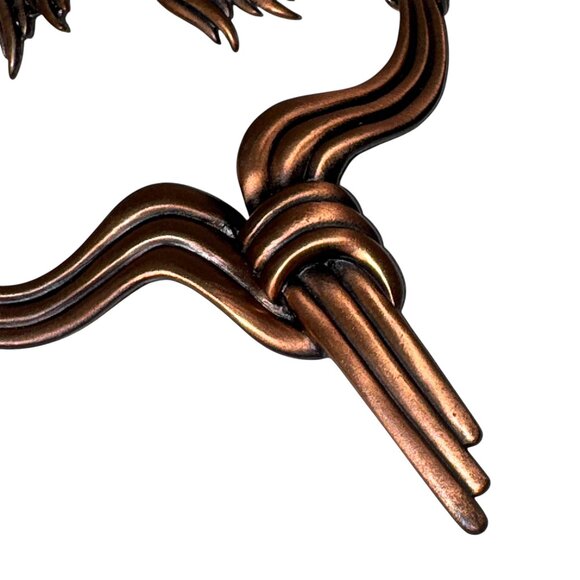 Statement Necklace & Pierced Earrings Set Copper Tone on Metal Costume Jewelry - Picture 2 of 7